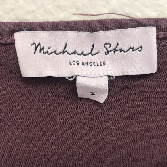 Michael Stars Long Sleeve V-Neck Tee Shirt with Balloon Sleeves Wine Size Small - Picture 3 of 6